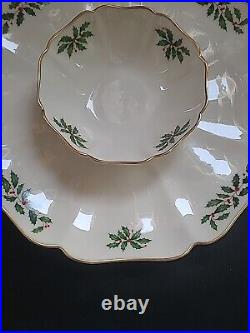Lenox Holiday Dimension Gourmet Chip And Dip Server Platter 12 With Tag