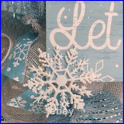 Let It Snow Snowflake Winter Wreath Handmade Deco Mesh