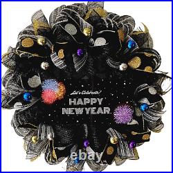 Lets Celebrate Happy New Year Handmade Deco Mesh Wreath