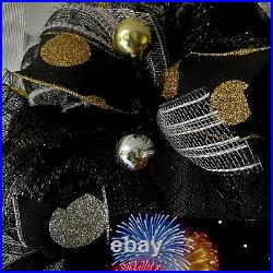 Lets Celebrate Happy New Year Handmade Deco Mesh Wreath