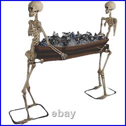 Life Size Skeletal Props Holding Coffin Halloween Haunt Beverage, Candy Party