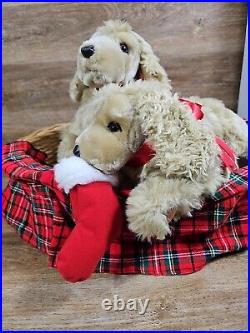 Lifesize Animated Christmas Puppies Bed Cocker Spaniel Holiday Animals Dogs