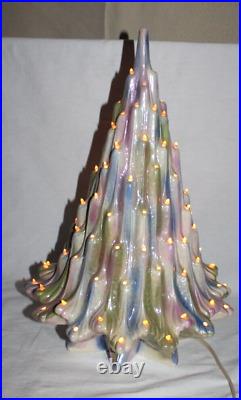 Light Up Christmas Tree Lava Pastel Color 21 Tall Glazed Vintage Holiday Decor