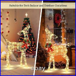 Lighted Christmas Reindeers 2 Pieces Christmas Decoration Pre-Lit 50+120 LED