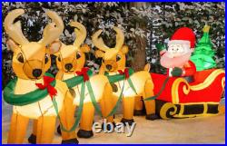 Lighted Inflatable Santa Claus & Reindeer Christmas Decoration 9ft