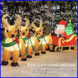 Lighted Inflatable Santa Claus and Reindeer Outdoor Christmas Decoration 9ft