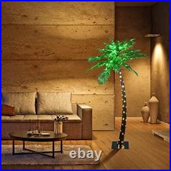 Lighted Palm Tree 7FT 96 Green/56 White LED Artificial Palm Tree Lights for 7ft