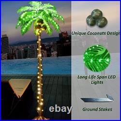 Lighted Palm Tree with Coconuts, 6FT 162 LEDs Light Up Palm Trees Outdoor
