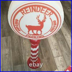 Lighted Reindeer Parking Sign Indoor Outdoor Blowmold Holiday Decor 42-1/2H