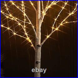 Lighted Twig Birch Tree Plug in with 8 Functions 4FT 200 Warm White and Multi