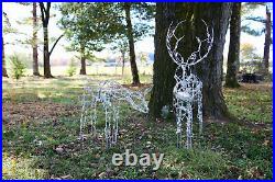 Lighted White Reindeer Animated Outdoor Christmas Yard Decoration Set Of 2 Deer
