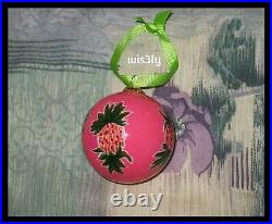 Lilly Pulitzer 2012 Glass Ornament Orchid Pink Spike the Punch Pineapples with Box