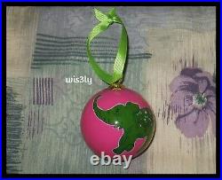 Lilly Pulitzer 2013 Glass Ornament Hotty Pink Loopy Green Elephants with Box RARE