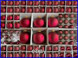 Lot New Used 108 Glass Red Shining Matte Christmas ornaments 3.1/4 In & 2.5 In D