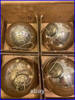 Lot Of 16 Restoration Hardware Christmas Ornaments Gold Ball Crackle Glass
