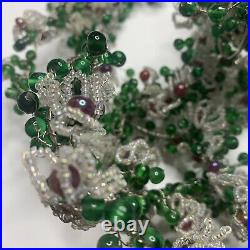 Lot Of 2 Strings Green White Red Holly Beery Glass Bead Christmas Garlands