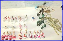 Lot of 22 Milk Glass Christmas Bulbs Santa Birds Bell, STRING LIGHTS and Other