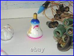 Lot of 22 Milk Glass Christmas Bulbs Santa Birds Bell, STRING LIGHTS and Other