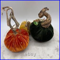 Lot of 3 Hot Skwash and Katherine's Collection Silk Velvet Pumpkins Thanksgiving