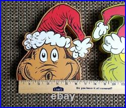 Lot of 3 Tabletop Dr. Seuss Grinch Wood Decor, Grinch, Max and Cindy Lou Peaking
