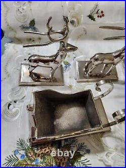 Lot of 5 Pottery Barn Silver Reindeer & Tree Sleigh Christmas Stocking Holder