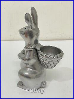 Lot of 6 Pottery Barn Easter Bunny Silver Candle Holder with 6 Stone Eggs