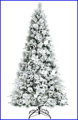 Luxurious 7 FT Christmas Tree Snow Flocked Sturdy Metal Stand US Fast Shipping
