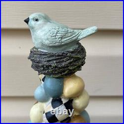 MACKENZIE-CHILDS Bird's Nest Easter Egg Topiary Tree Blue Cream Courtly Check