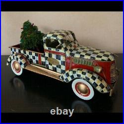 MACKENZIE CHILDS COURTLY CHECK FARM TRUCK With CHRISTMAS TREE HOLIDAY DECOR