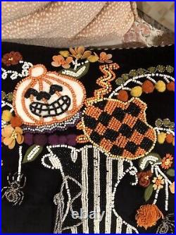 MACKENZIE-CHILDS HALLOWEEN to BOOT PILLOW. Beaded, Appliqué And Pom-Poms. New