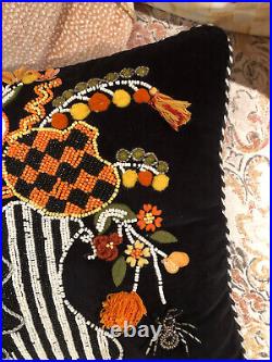 MACKENZIE-CHILDS HALLOWEEN to BOOT PILLOW. Beaded, Appliqué And Pom-Poms. New