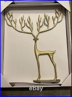 MERRY MOMENTS Brushed Gold Finish 25- 16-10 Set of 3 SCULPTED REINDEER-NIB