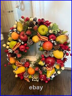 MacKenzie-Childs Courtly Check Ribbon & Heirloom Custom Holiday Wreath 22