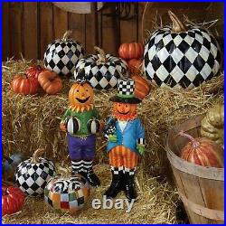 MacKenzie-Childs Courtly Harlequin Squashed Pumpkin SMALL Halloween & Fall Decor