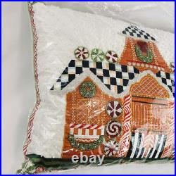 MacKenzie-Childs Embroidered Gingerbread House Lumbar Pillow