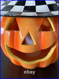 MacKenzie Childs Illuminated Happy Jack Halloween Pumpkin 19 Tall NEW IN BOX