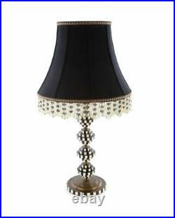 Mackenzie Childs Courtly stripe Black / White Licorice Table Lamp #253-4105, New