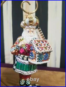 Mackenzie Childs Gingerbread Santa Glass Ornament # 53913-115