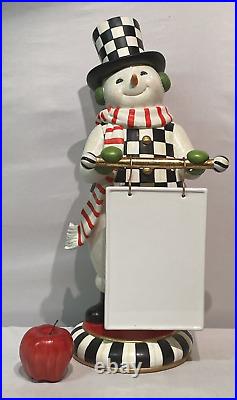 Mackenzie-Childs Jolly Menu Snowman Figure Christmas Courtly Check 21.5 H