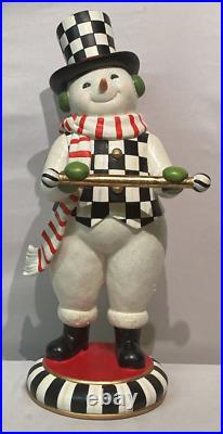 Mackenzie-Childs Jolly Menu Snowman Figure Christmas Courtly Check 21.5 H