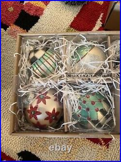 Mackenzie-childs Farmhouse Glass Ornaments With Courtly Check. Nib