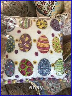 Mackenzie-childs Patience Brewster Painted Egg Pop- Pom Pillow. Nip Easter