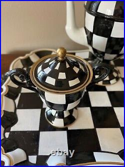 Mackenzie childs courtly check inspired hand painted tea set. Used once