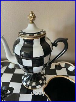 Mackenzie childs courtly check inspired hand painted tea set. Used once
