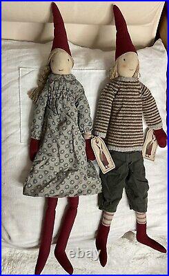 Maileg Christmas Pixy Set Max & Maxi, 25tall, New with tags Denmark