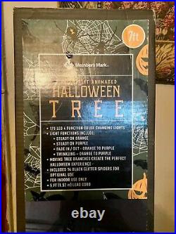 Makers Mark Halloween Animated moving twisting pre lit 7 ft black tree- New