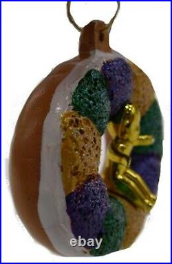 Mardi Gras Ornament King Cake ornaments baby New Orleans Christmas favor w Pouch