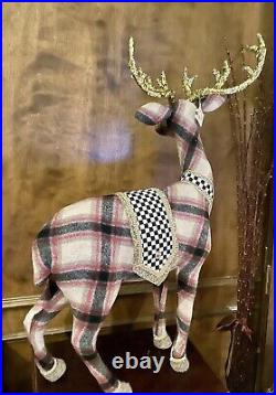 Mark Roberts Large Plaid & Courtly Check Glitter Christmas Stag Reindeer 3' Tall