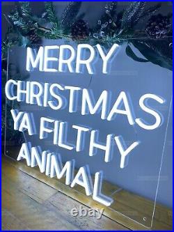 Merry Christmas Ya Filthy Animal LED Neon Sign UK Dispatch