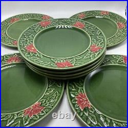 Mervyn's 2003 Christmas Poinsettia Green & Red Plates Bowls Mugs 8 Settings